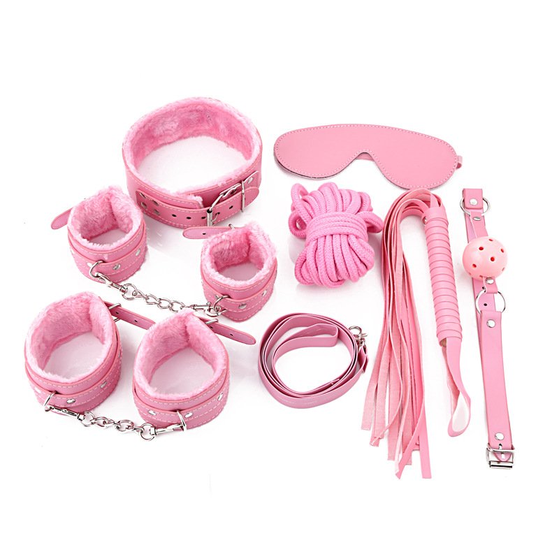 Pink Plush Bondage Kit – 7 Piece Roleplay Set with Cuffs, Collar, Blindfold & Accessories