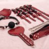7PCS Bondage Set BDSM Kit Leather Restraints with Handcuffs, Ankle Cuffs & Whip Couples Adult Game Set