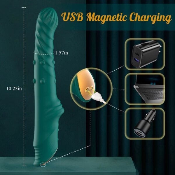 Rotating Thrusting Vibrator Telescopic G-Spot & Clitoral Stimulator with Rotating Beads Women Massager