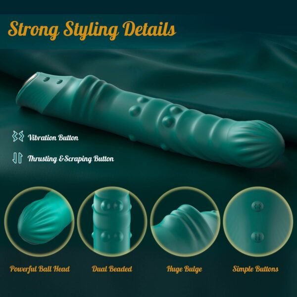 Rotating Thrusting Vibrator Telescopic G-Spot & Clitoral Stimulator with Rotating Beads Women Massager