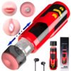 Electric masturbator cup with sound, telescopic rotation, and vibration stroker for ultimate male pleasure.