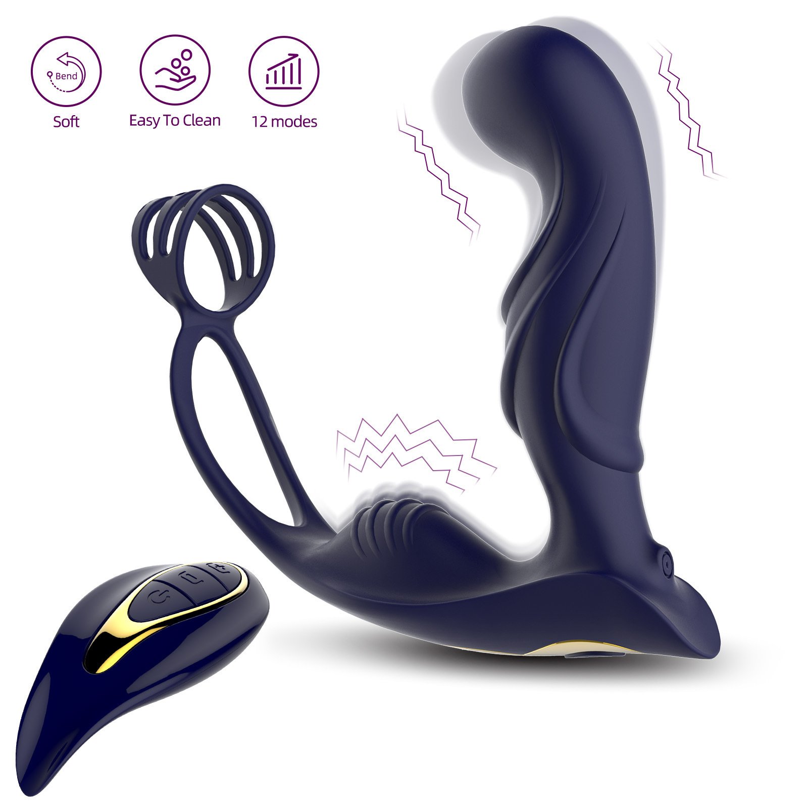 IPX7 Waterproof Prostate Massager Vibrator with Remote Control Anal Trainer Silicone Vibrating Stimulator for Men