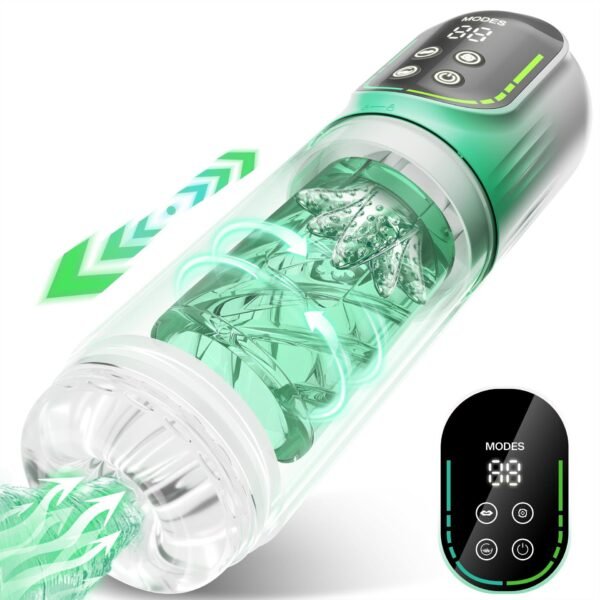 Powerful Automatic Male Masturbator Rotating Telescopic Suction Dual Vibration Silicone Stroker