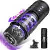 Automatic male masturbator with telescopic stroker cup and rotating stimulation design