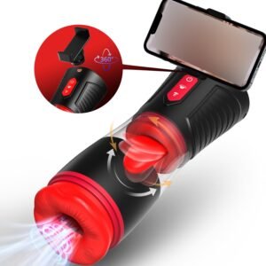Automatic male masturbator with tongue licking and suction
