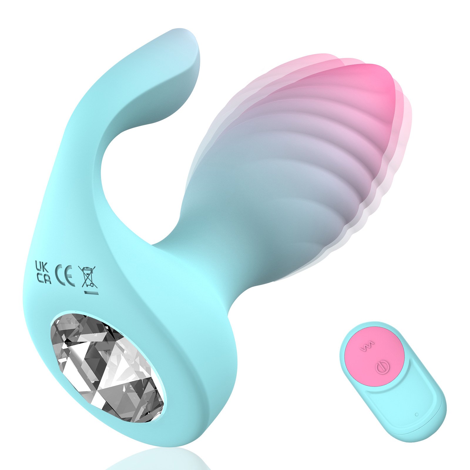Silicone Gem Anal Plug for Beginners – 10 Modes Remote Control Vibrating Butt Plug