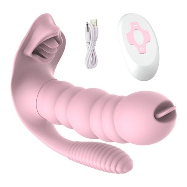 3-in-1 Wearable G-Spot Vibrator with Anal Plug Silicone Clitoral Stimulator Vibrating Massager for Women