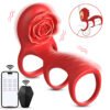 Remote control vibrating cock ring with 9 modes wearable couples stimulation design