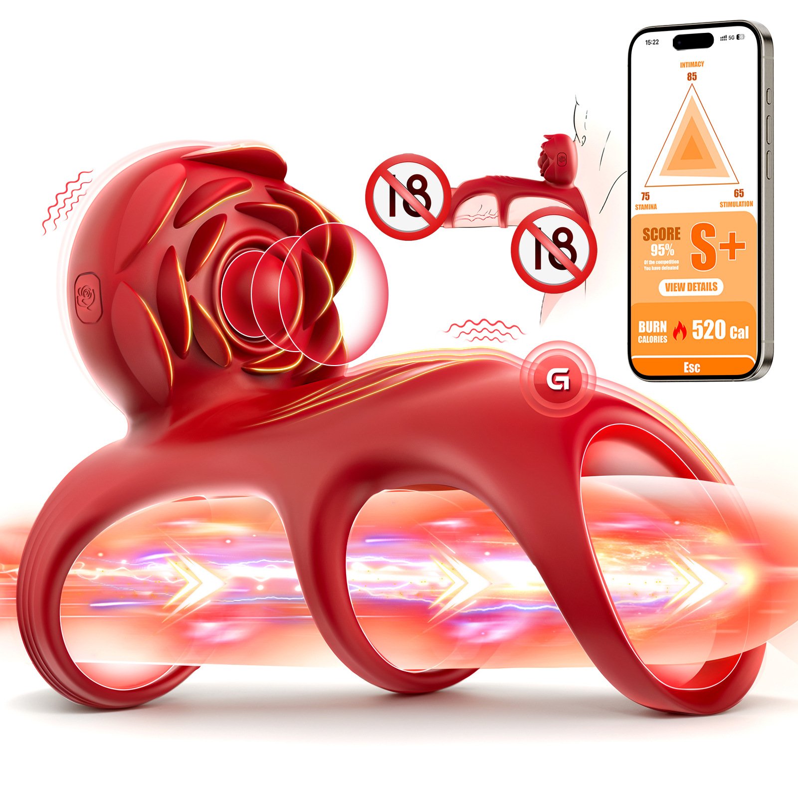 Couples Vibrating Ring Set, Triple Ring Lock Design, Clitoral Stimulator, Hypoallergenic Massage Toy