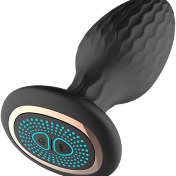 Remote control rotating anal plug with LED light, silicone body, multi-mode vibration and prostate massager design for men